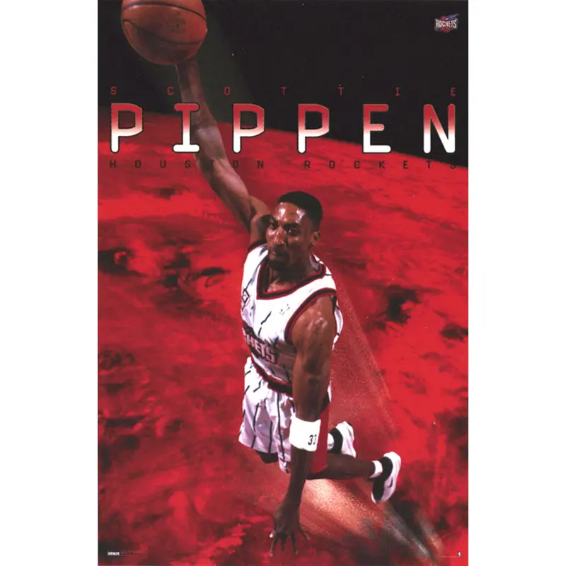 Scottie Pippen "Rocket Launch" Houston Rockets NBA Action Poster - Costacos 1999