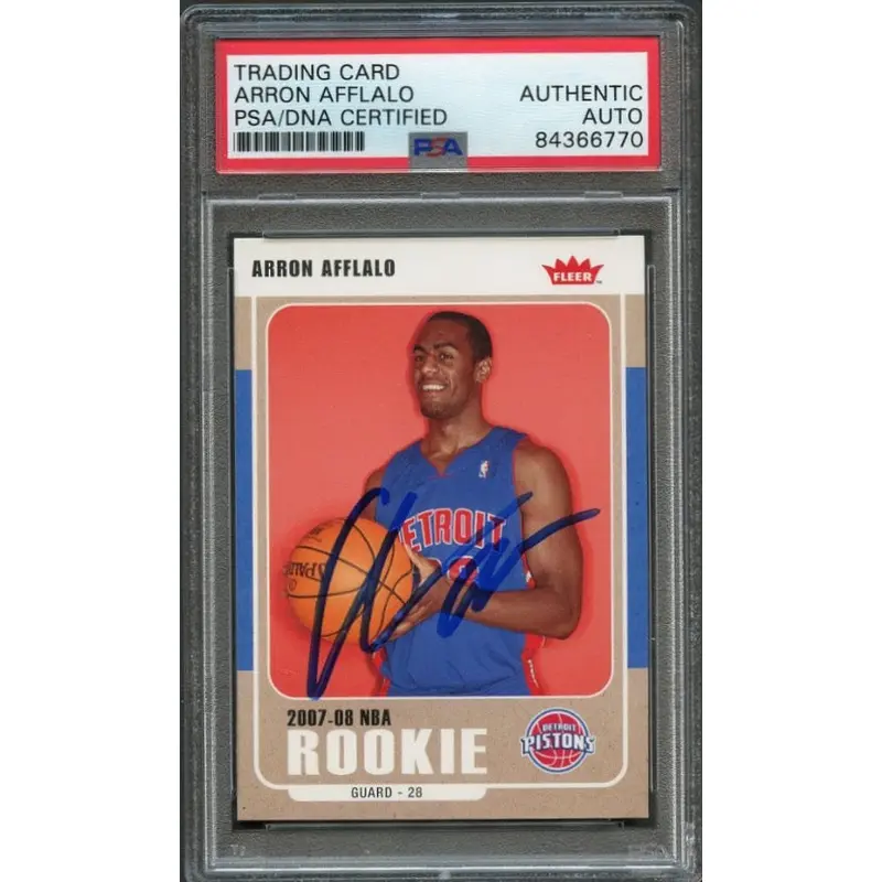 2007-08 Fleer #201 Aaron Afflalo Signed Rookie Card AUTO PSA Slabbed Pistons RC