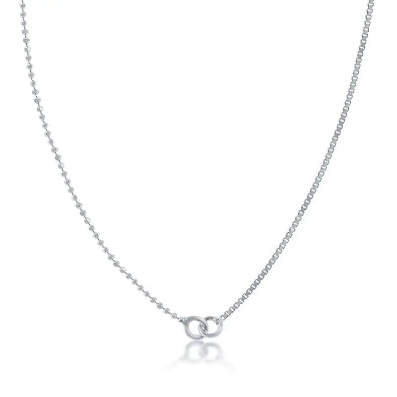 Sterling Silver Half Beaded & Half Box Chain