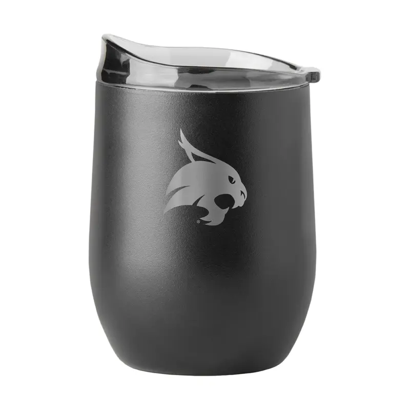 TX State GunMetal 16oz Black Powder Curved Beverage