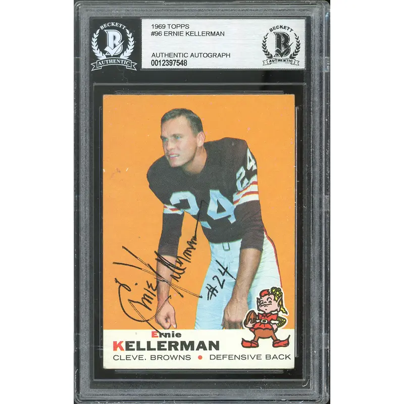 Browns Ernie Kellerman Authentic Signed 1969 Topps #96 Card BAS Slabbed