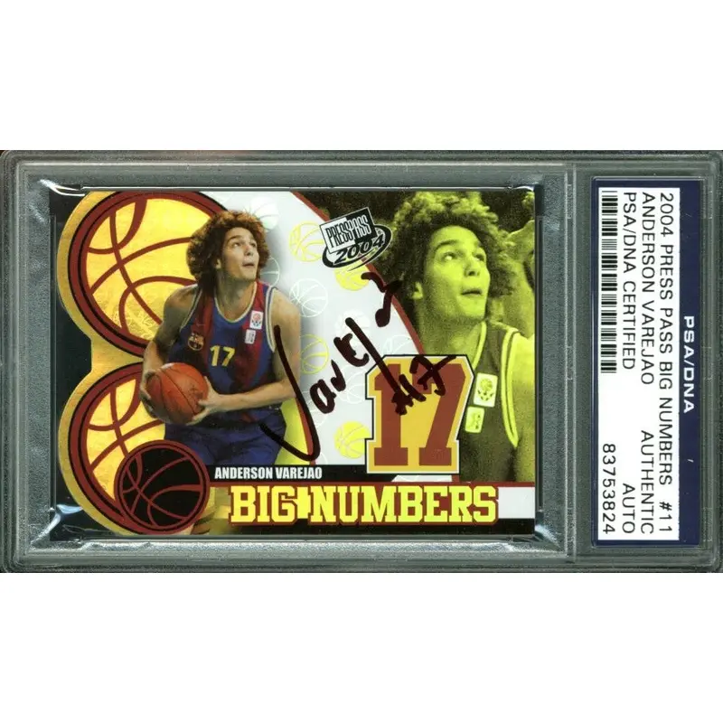 Cavs Anderson Varejao Signed Card 2004 Press Pass Big Numbers #11 PSA Slabbed