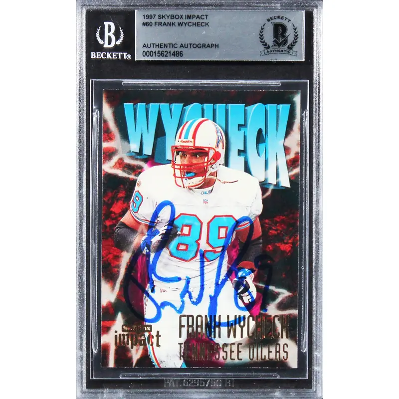 Oilers Frank Wycheck Authentic Signed 1997 Skybox Impact #60 Card BAS Slabbed
