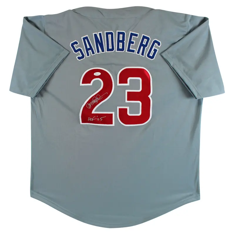 Ryne Sandberg HOF 05 Authentic Signed Grey Pro Style Jersey JSA Witness