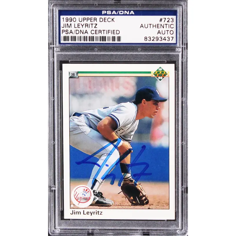 Yankees Jim Leyritz Authentic Signed 1990 Upper Deck #723 Card PSA/DNA Slabbed