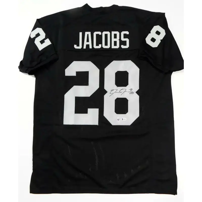 Josh Jacobs Autographed Las Vegas (Black #28) Custom Jersey - Beckett
