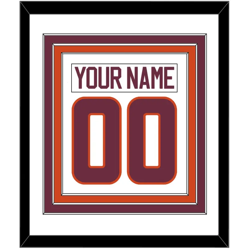 Virginia Tech Hockey Nameplate & Number (Back) Combined - Home White - Triple Mat 1