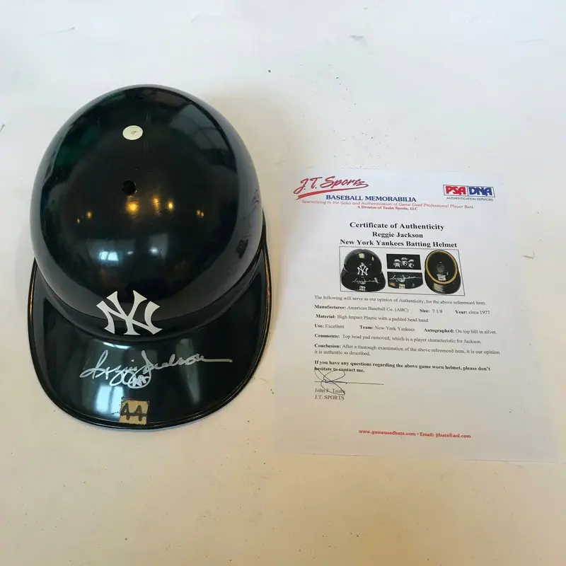 Incredible 1977 Reggie Jackson Game Used Signed New York Yankees Helmet PSA DNA
