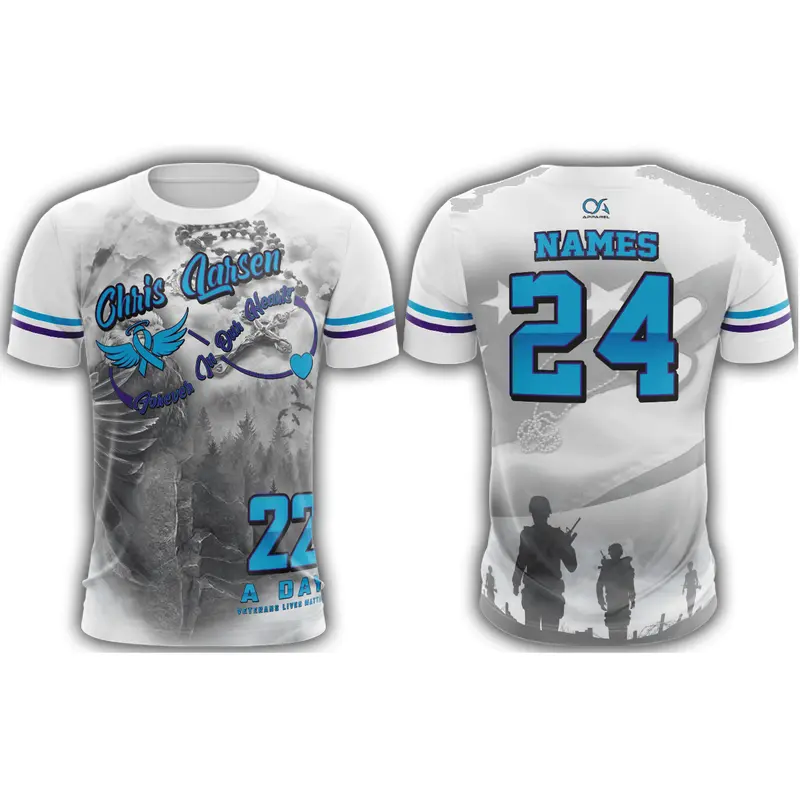 22 a Day Veterans Lives Matter Chris Larsen Short Sleeve Shirt (Customized Buy-In)