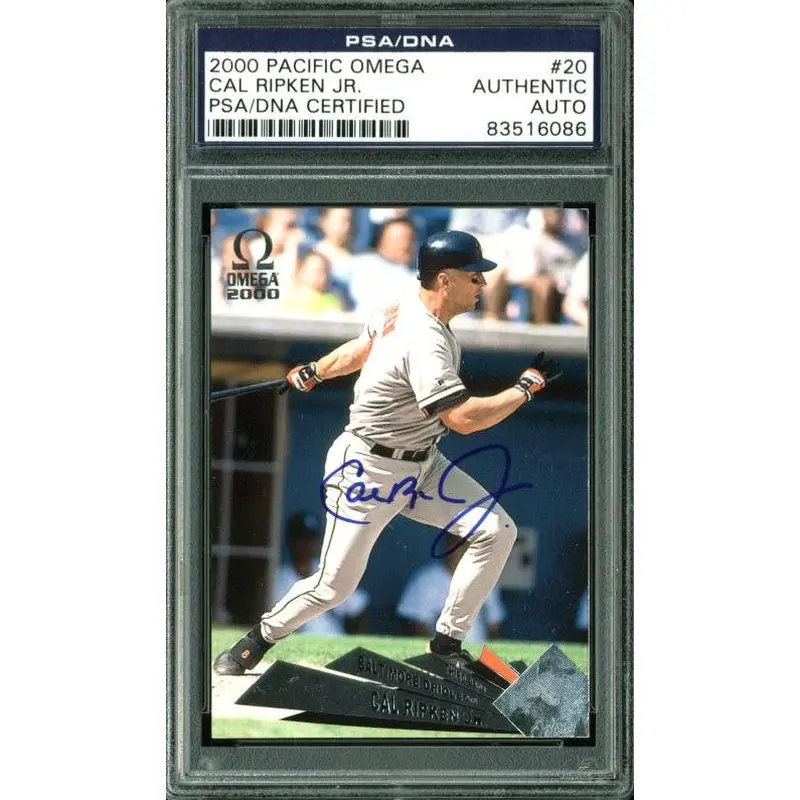 Orioles Cal Ripken Jr. Authentic Signed Card 2000 Pacific Omega #20 PSA Slabbed