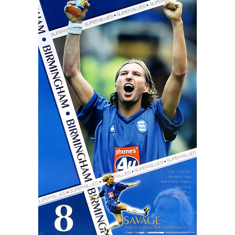 Robbie Savage "Birmingham Superstar" EPL Soccer Action Poster - U.K. 2003