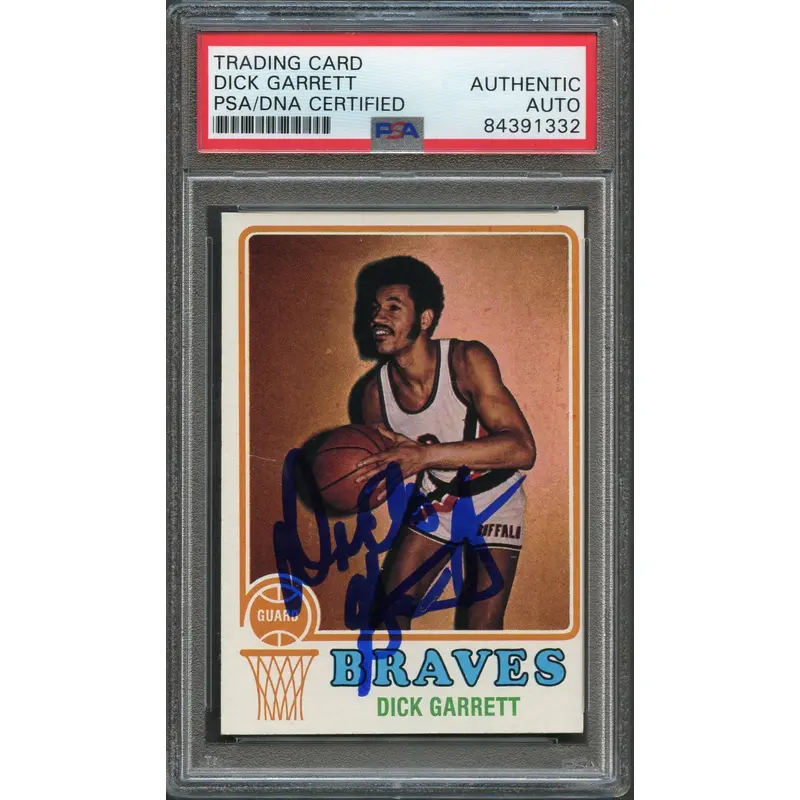 1973 Topps #77 Dick Garrett Signed Card AUTO PSA Slabbed Braves