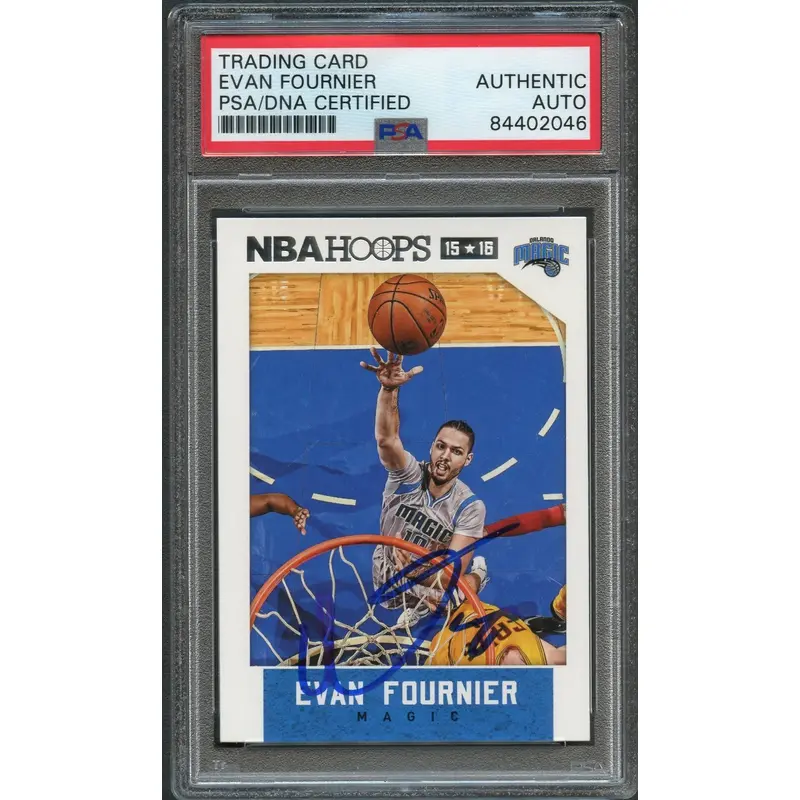 2015 Panini NBA Hoops #11 Evan Fournier Signed Card AUTO PSA Slabbed Magic