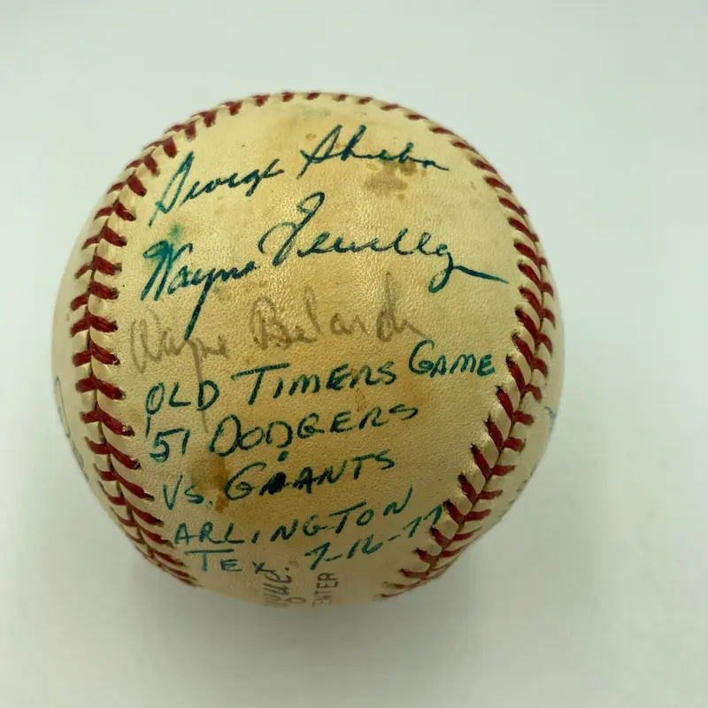 1951 New York Giants VS Dodgers 1977 Old Timers Day Signed Baseball PSA DNA