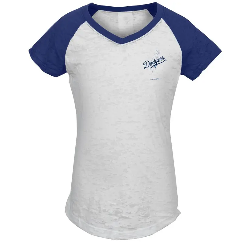 Los Angeles Dodgers - #1 Girls Juvy Burnout V-Neck Raglan