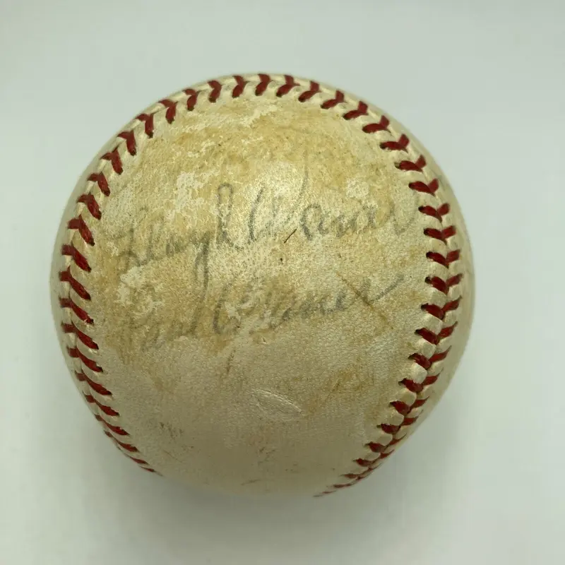 Paul Waner Lloyd Waner Frankie Frisch HOF Signed Baseball Beckett COA