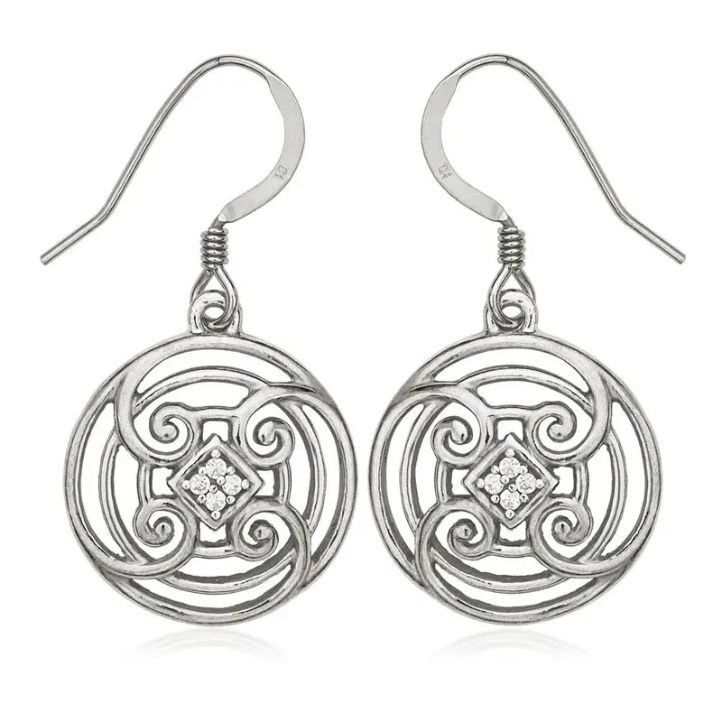 Sterling Silver Circle with CZ Center Earrings