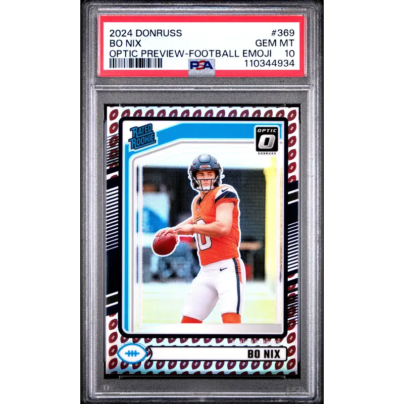 Bo Nix 2024 Donruss Optic PReview Football Emoji PSA 10 Gem Mint