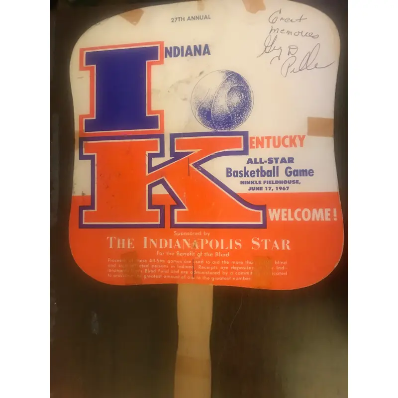 1967 Indiana vs Kentucky HS Basketall All Star Game Fan, Autographed
