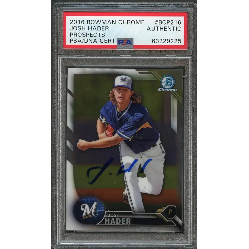 2016 Bowman Chrome Prospects #BCP216 Josh Hader Signed Card PSA Slabbed Auto Brewers