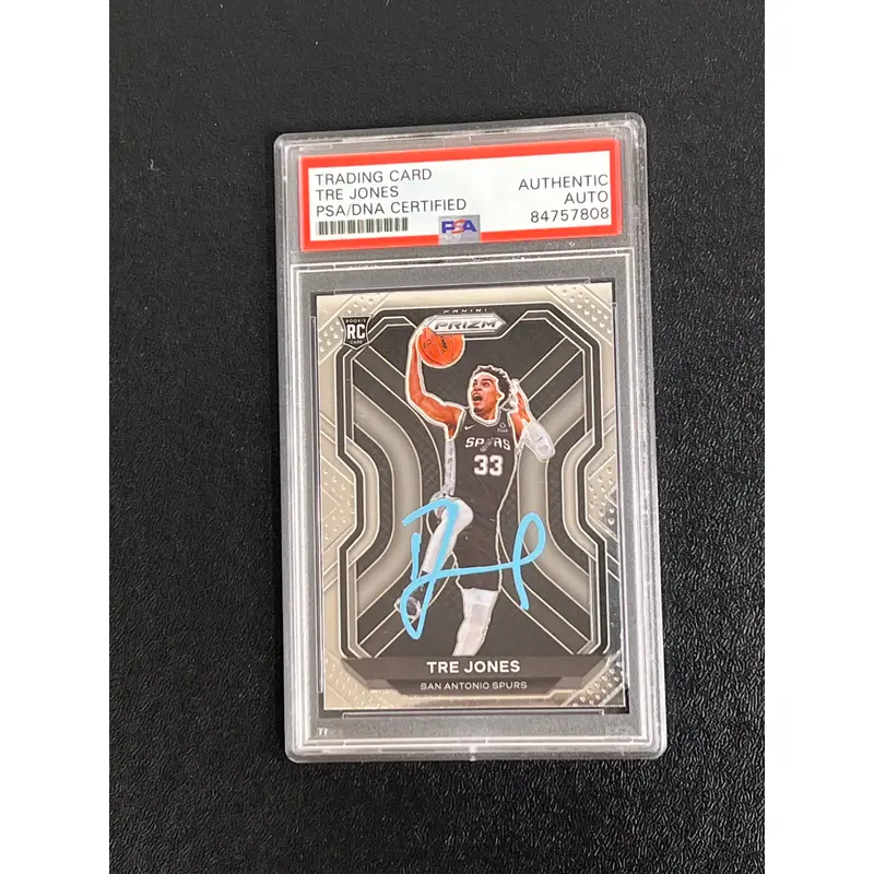 2020-21 Panini Prizm #291 Tre Jones Signed Card AUTO PSA/DNA Slabbed RC Spurs