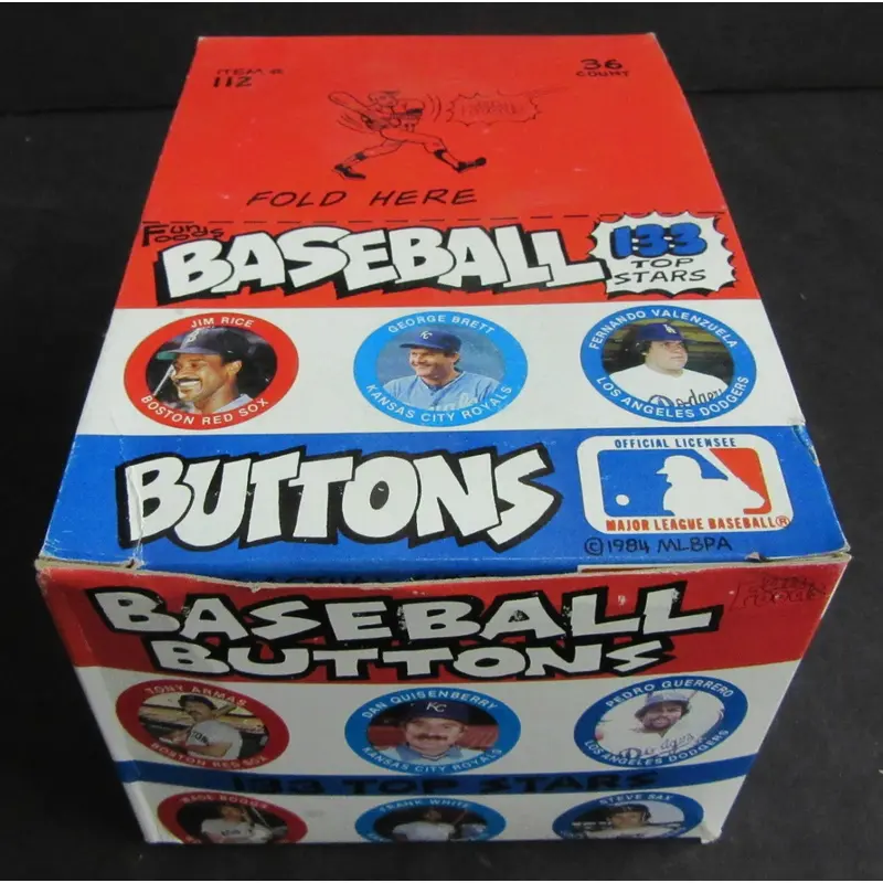 1984 Fun Foods Baseball Buttons Unopened Box