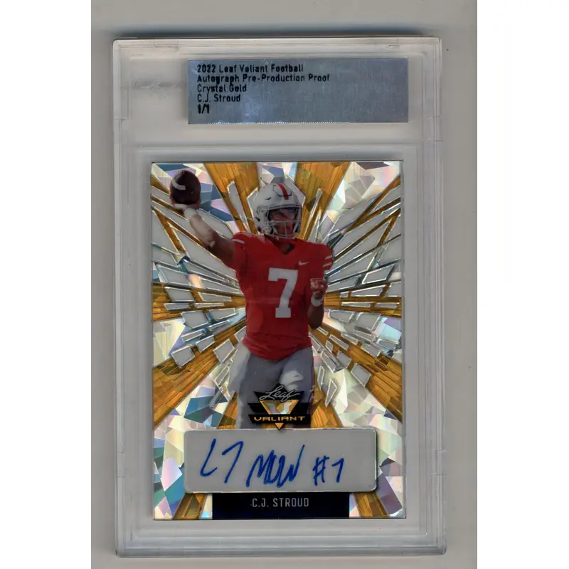 CJ Stroud 2022 Leaf Valiant Auto Pre-Production Proof Crystal Gold 1/1