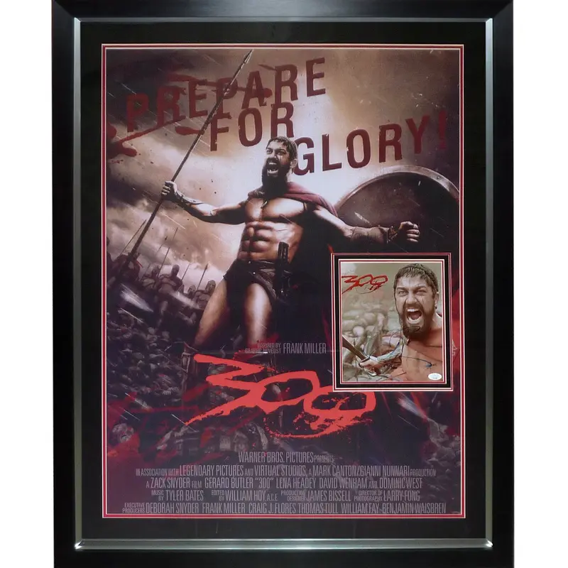 300 Full-Size Movie Poster Deluxe Framed with Gerard Butler Autograph - JSA