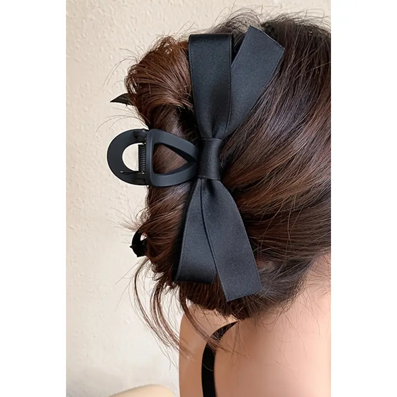 Black Bow Decor Large Hair Claw Clip