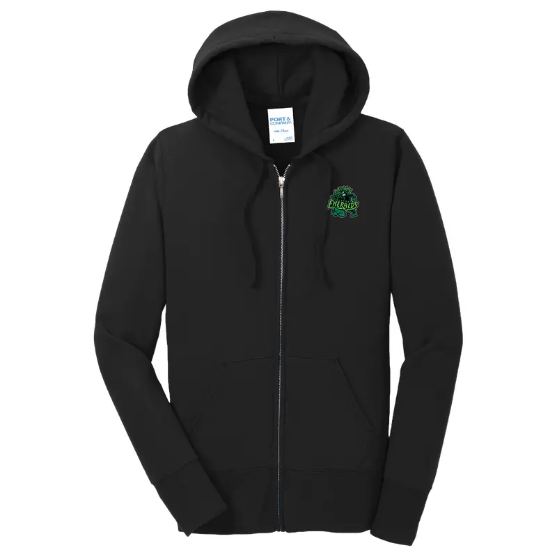 Eugene Emeralds Women's Black Primary Sasquatch Full-Zip Hooded Sweatshirt