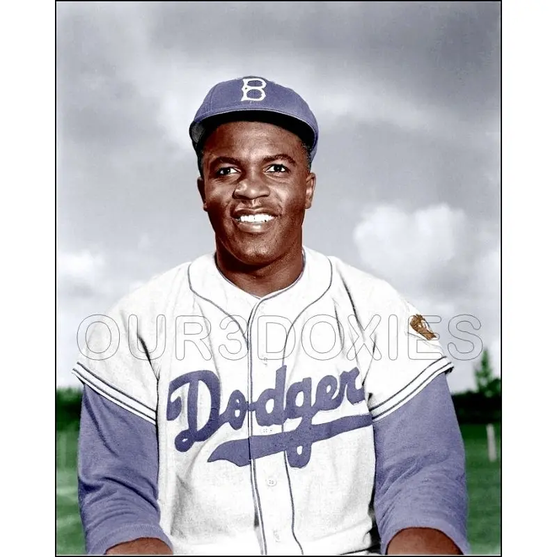 Jackie Robinson Colorized 8X10 Photo - Brooklyn Dodgers - 15