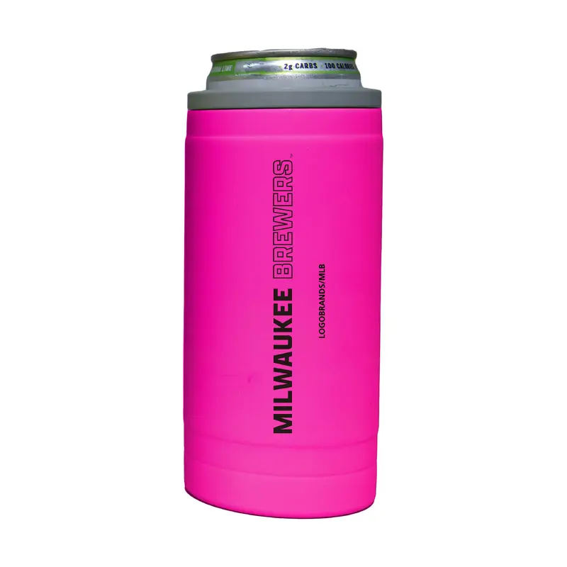 Milwaukee Brewers 12oz Electric Stacked Soft Touch Slim Coolie