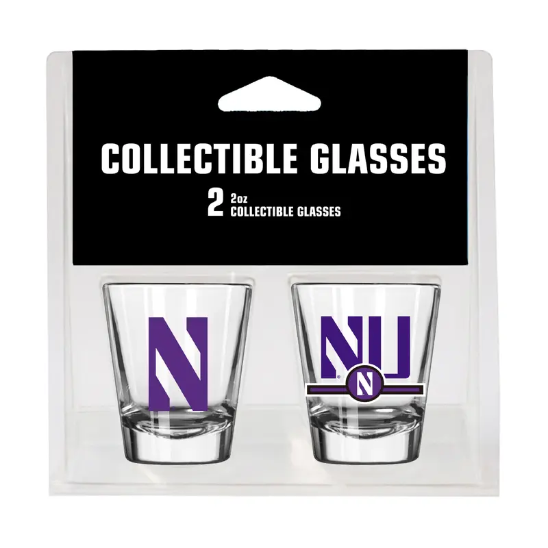 Northwestern Campus Colors 2oz Letterman Shot Glass 2 Pack