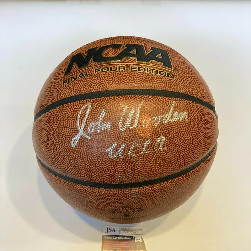 John Wooden UCLA Signed Wilson Official NCAA Basketball With JSA COA