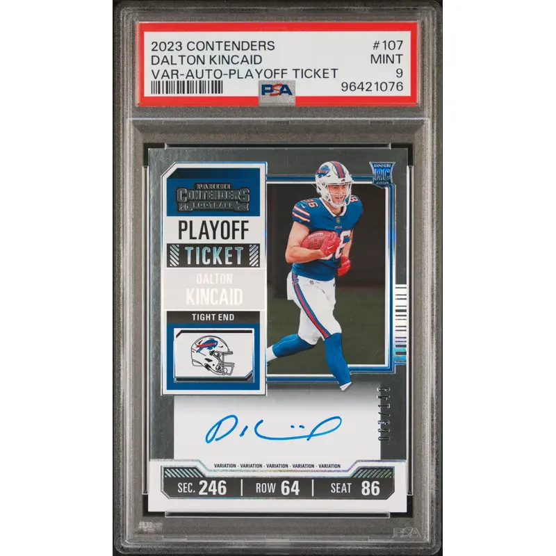 Dalton Kincaid 2023 Panini Contenders Playoff Auto #63/149 PSA 9 Mint