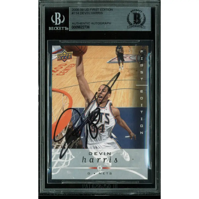 Nets Devin Harris Authentic Signed Card 2008 UD First Edition #114 BAS Slabbed