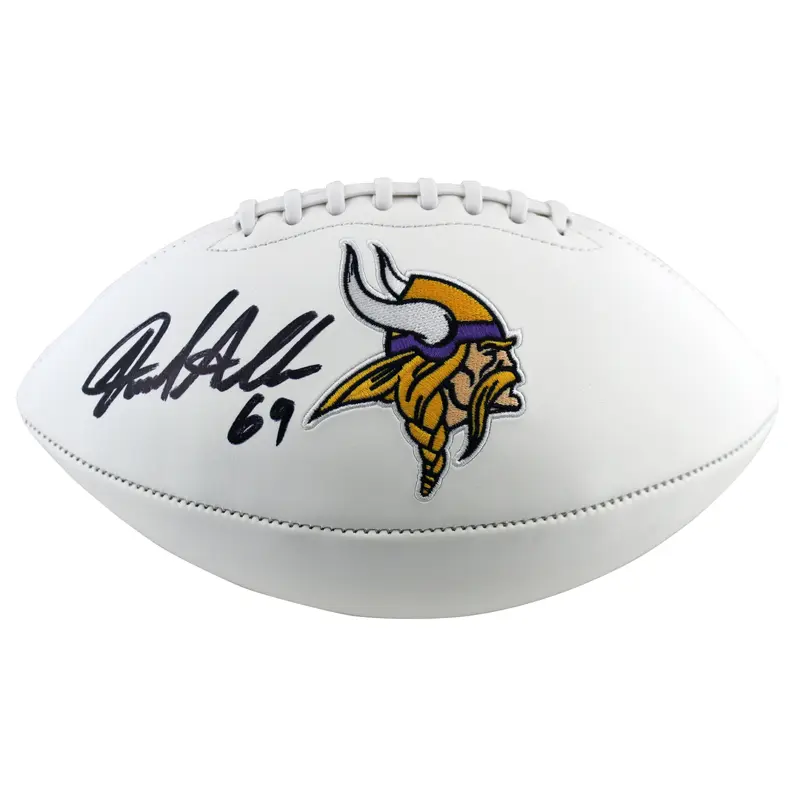 Vikings Jared Allen Authentic Signed White Panel Logo Football BAS Witnessed