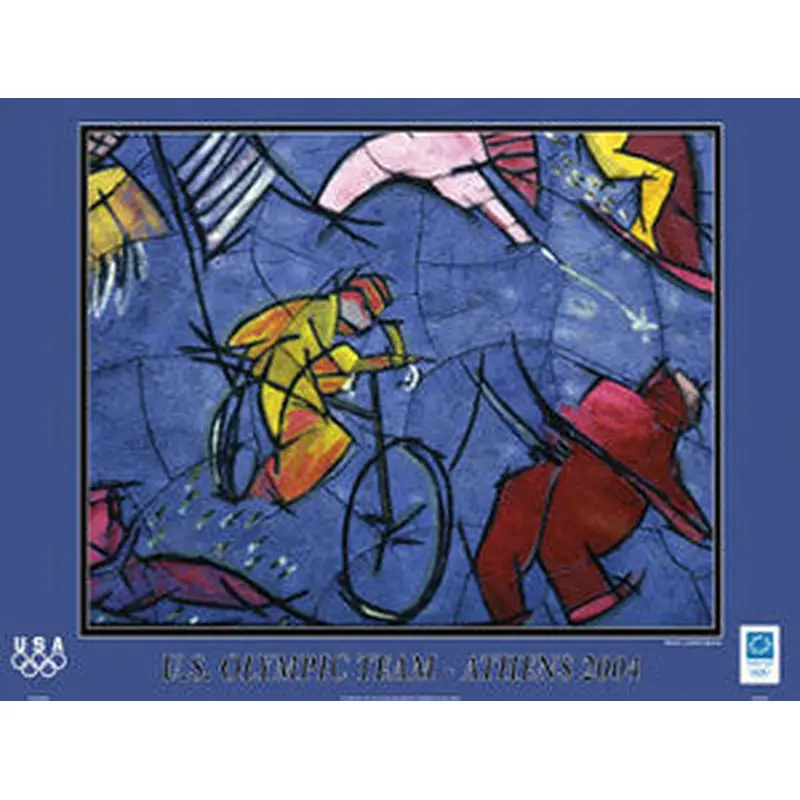 Cycling Art "The Cyclist" by Cristobal Gabarron Poster - Athens Olympics 2004