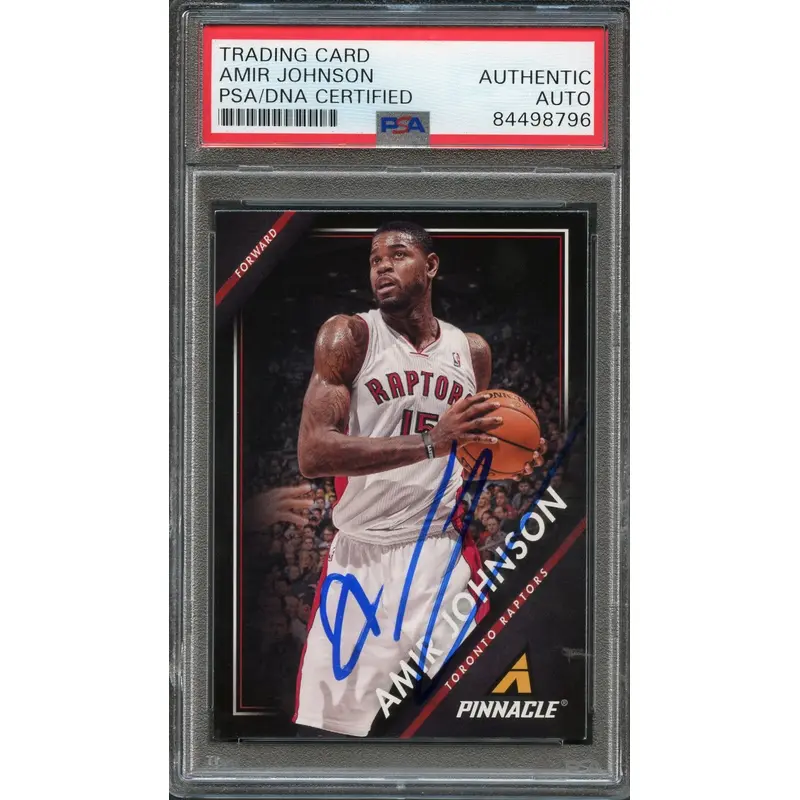 2013-14 Panini Pinnacle #150 Amir Johnson Signed Card AUTO PSA Slabbed Raptors