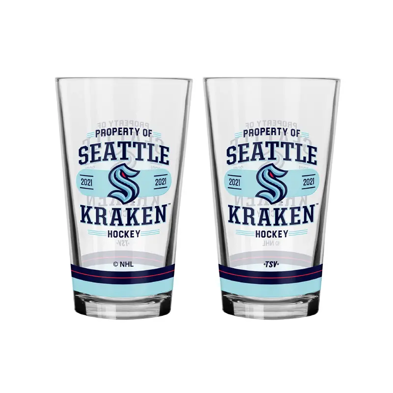NHL  Seattle Kraken Property of  16 oz  2-pack Mixing Glass