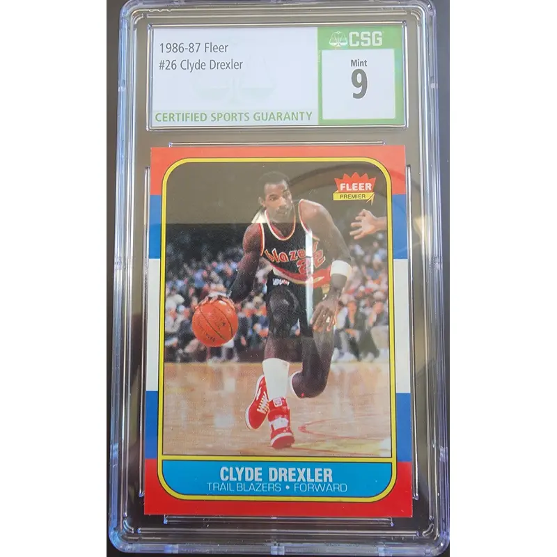 Clyde Drexler 1986 Fleer #26 CSG 9 Mint