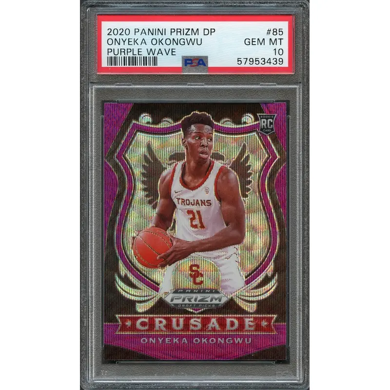 2020 Prizm Draft Picks Pink Wave #85 Onyeka Okongwu PSA 10 RC Hawks