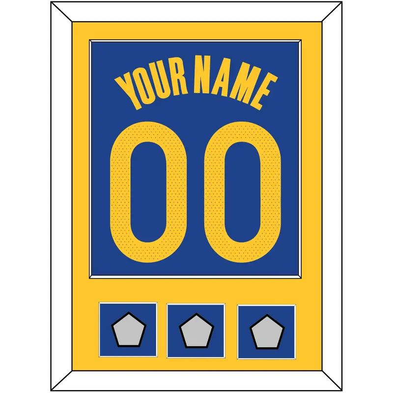 Golden State Name & Number With 3 Finals Patches - Blue Icon - Single Mat 2