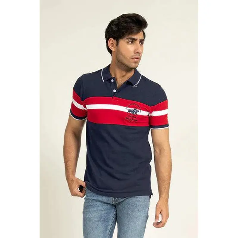 Navy Contrast Panel Polo