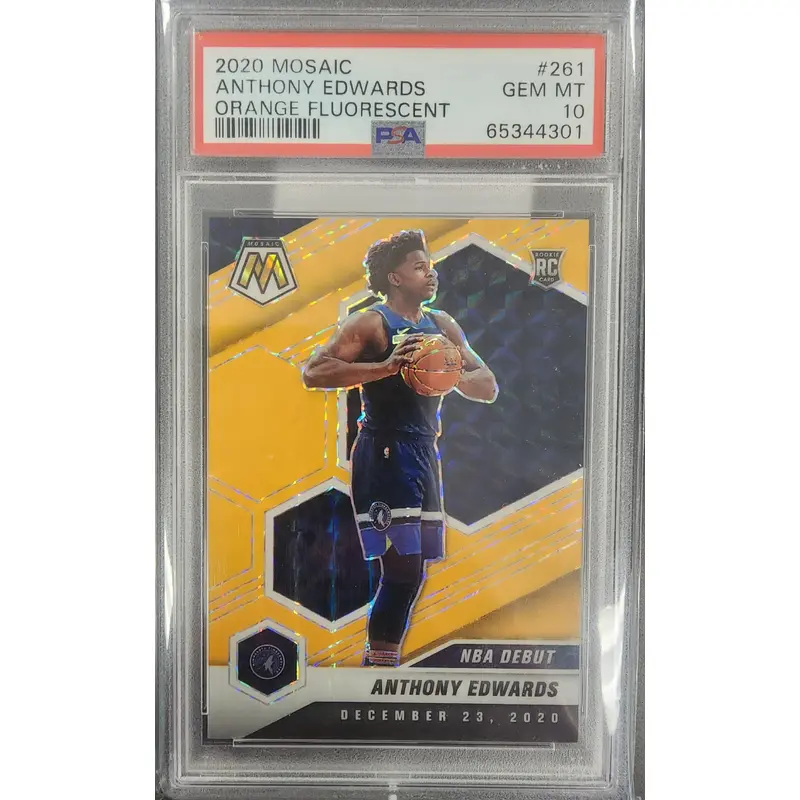 Anthony Edwards 2020 Panini Mosaic #261 Orange Fluorescent #8/25 PSA 10 Gem Mint