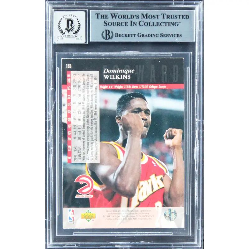 Hawks Dominique Wilkins Signed 1993 Upper Deck SE #155 Card Auto 10! BAS Slabbed
