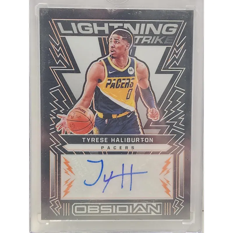 Tyrese Haliburton 2021 Panini Obsidian Lightning Strike Orange Auto #7/35
