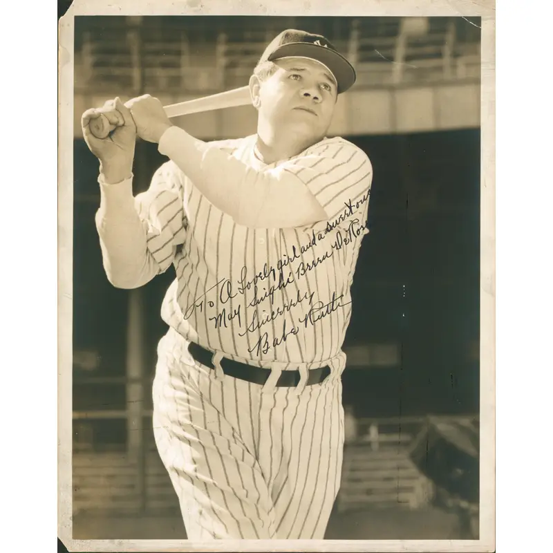 Yankees Babe Ruth "To a lovely girl" Authentic Signed 11x14 Photo PSA #AK05747