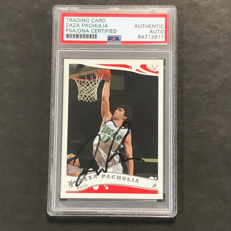 2004-05 Topps #44 Zaza Pachulia Signed Card AUTO GRADE PSA Slabbed Bucks