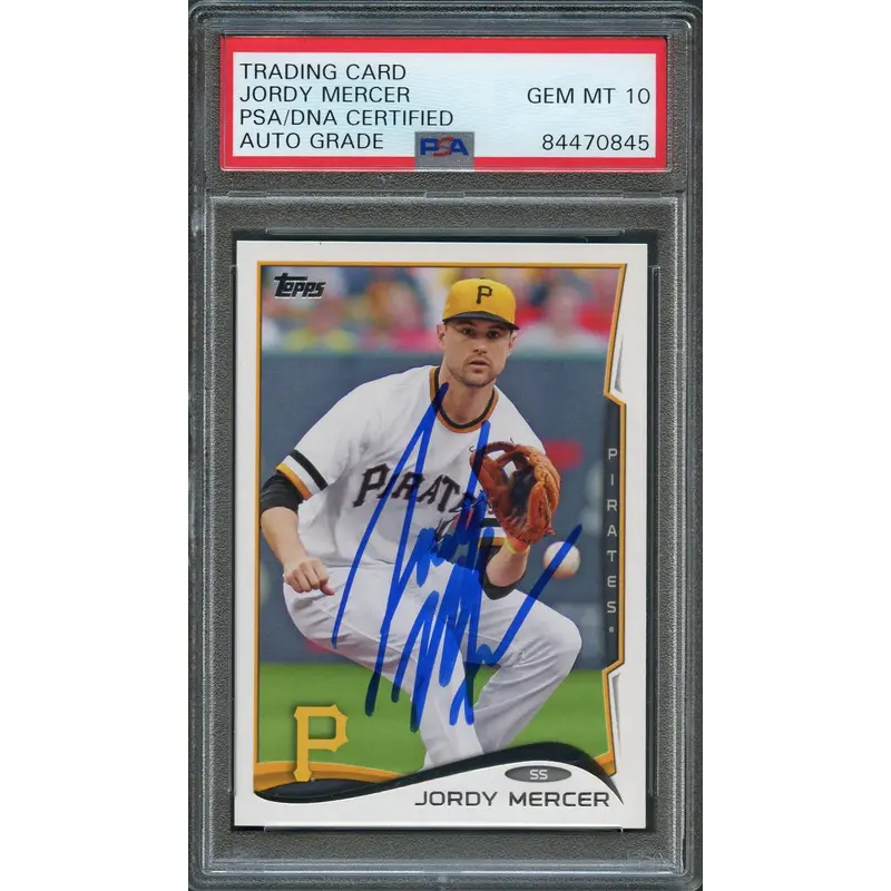 2014 Topps #418 Jordy Mercer Signed Card PSA Slabbed Auto 10 Pirates
